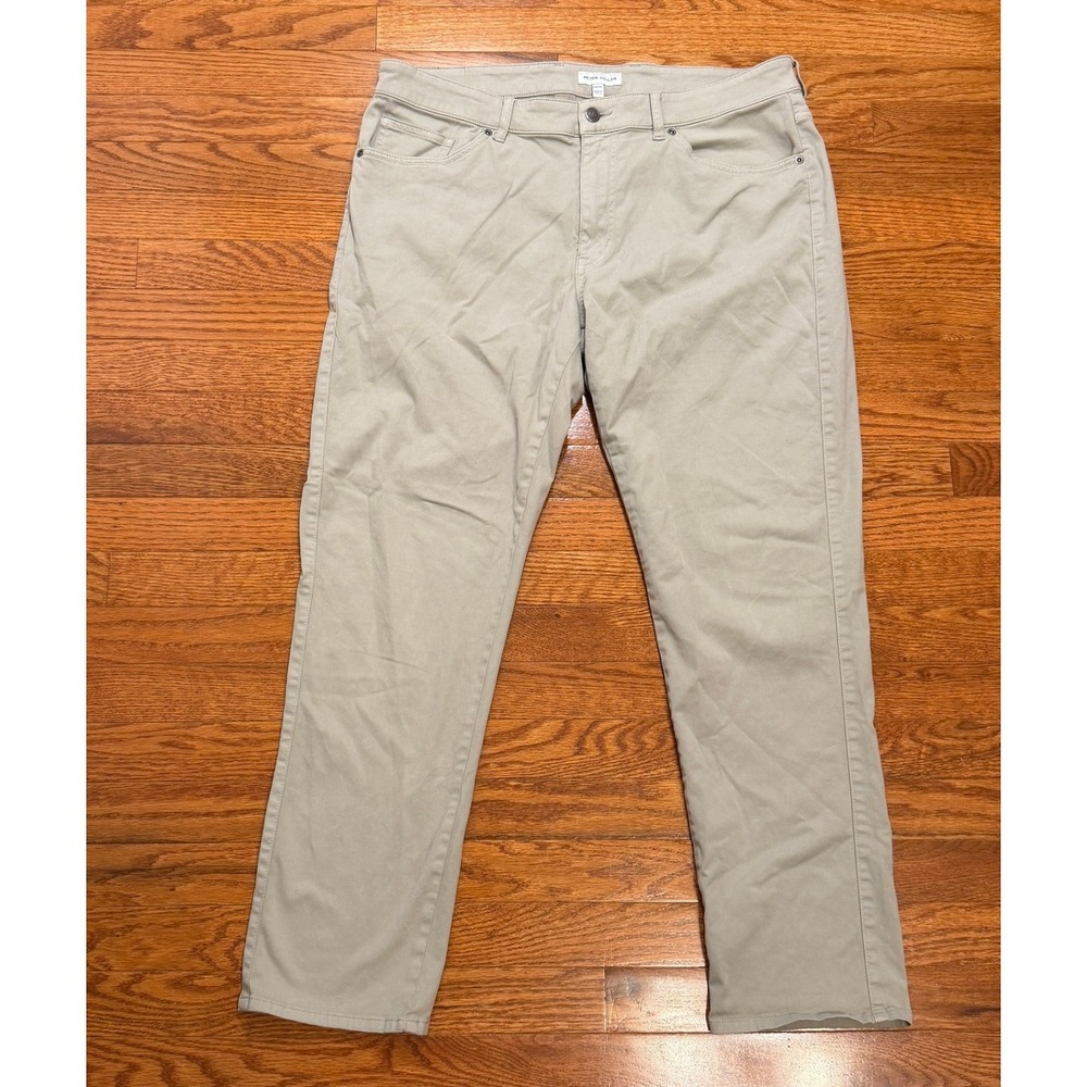 Peter Millar Signature Sateen Pants Mens 36x30 Classic Gray Khaki Stretch Casual